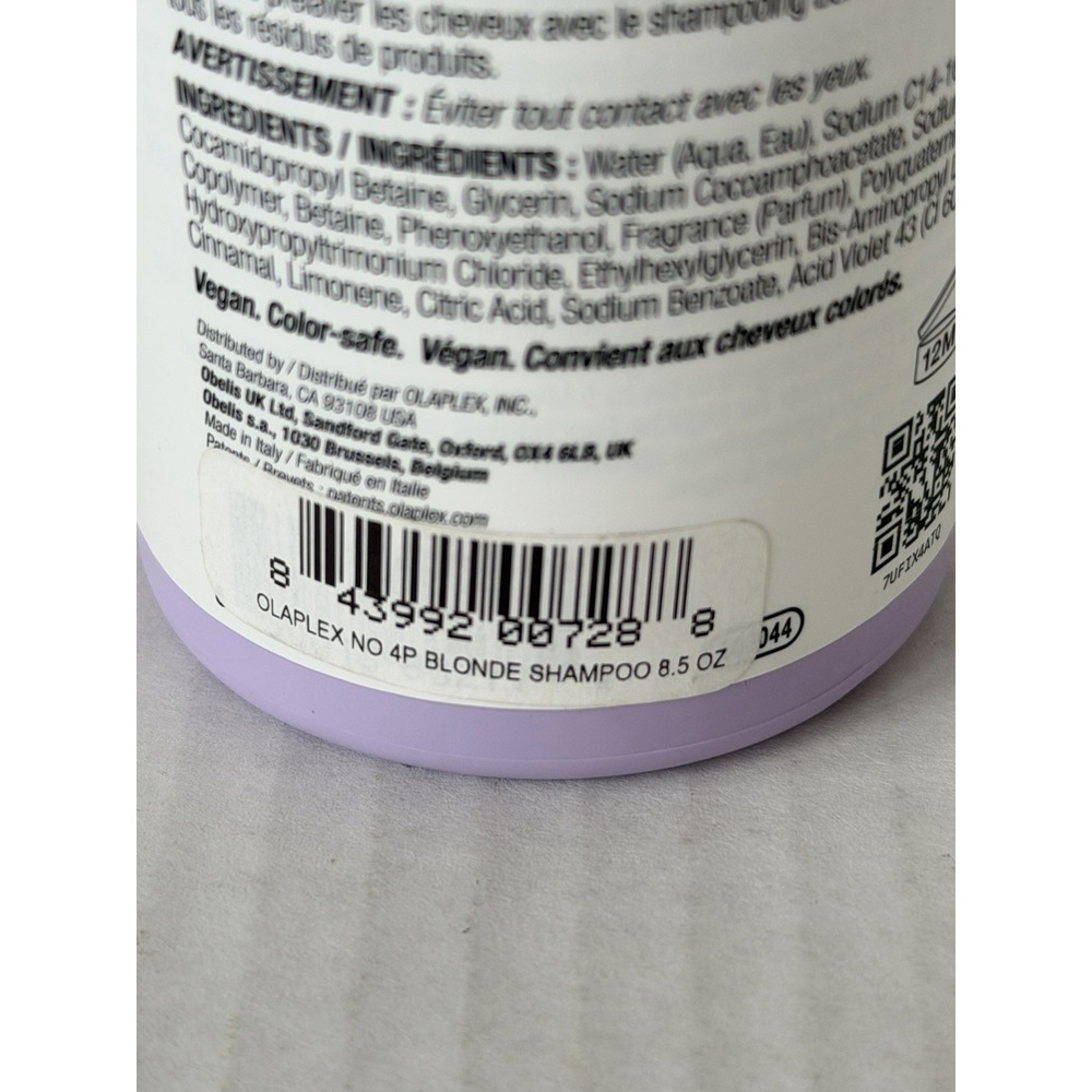 OLAPLEX No. 4P Blonde Enhancer Toning Purple Shampoo 8.5 oz 250mL NEW Sealed - Picture 4 of 6